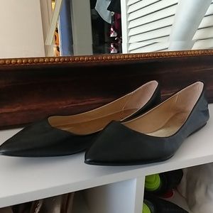 Faux leather blck flats